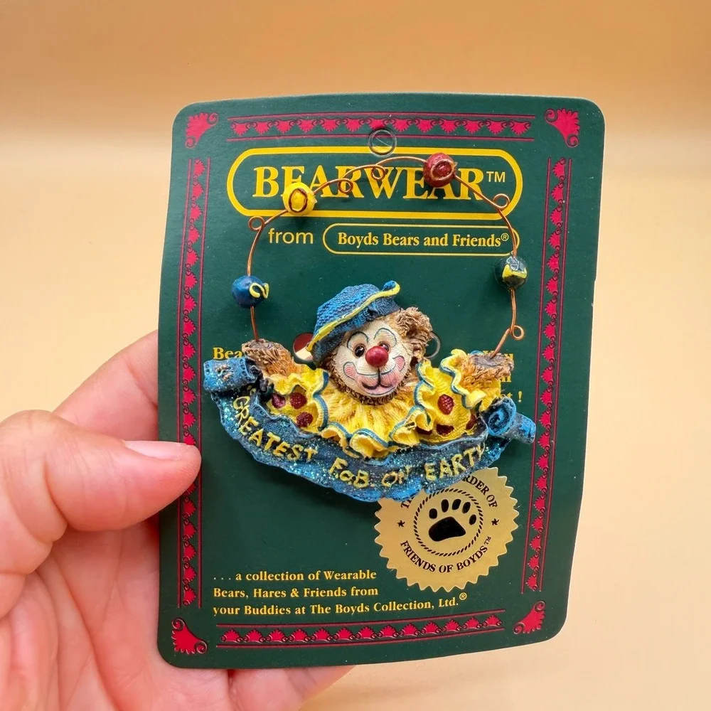Boyds Bears Bearwear Greatest FOB On Earth Clown Brooch Pin 02001-11 Vintage